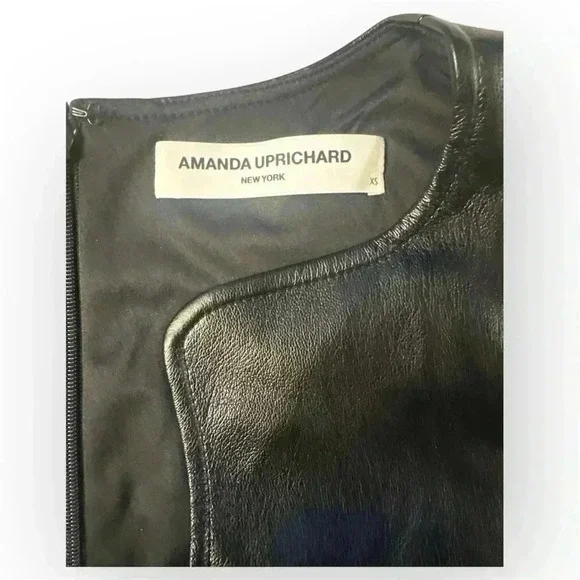 Amanda Uprichard - Sleeveless Leather Puzzle Tank Top in Black NWT (Sz XS) - Picture 7 of 7